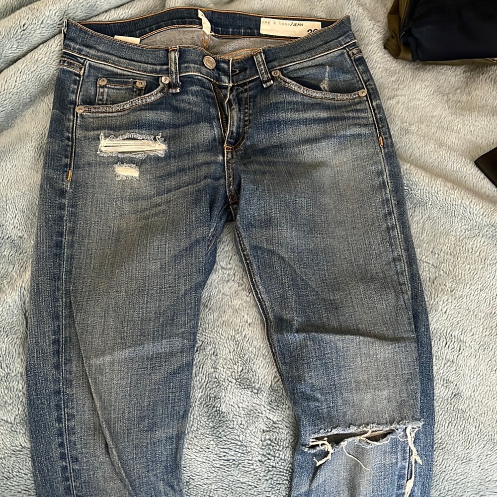 Rag & bone skinny ripped jeans